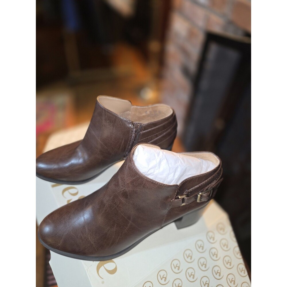 LifeStride Lorelai Women’s Brown Leather Ankle Boots Shock Absorption 10M NIB